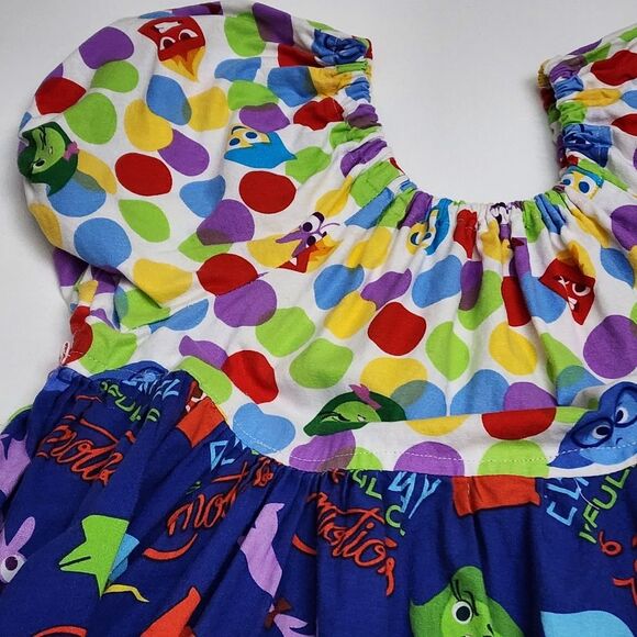 Disney Pixar Inside Out 2 Girls Handmade Boutique Colorful Ruffle Dress Size 7-8 - Picture 3 of 9